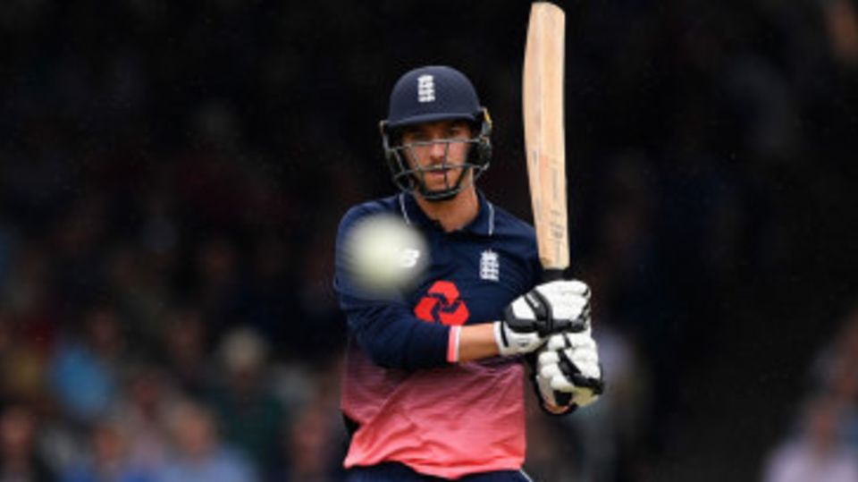 Spot the ball: Toby Roland-Jones pulls during his unbeaten 37