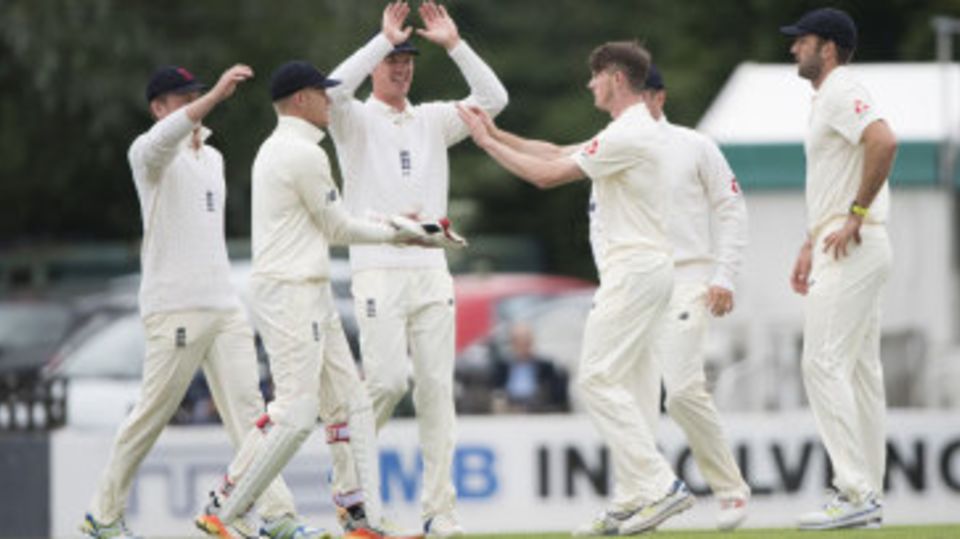 George Garton had Dean Elgar caught behind
