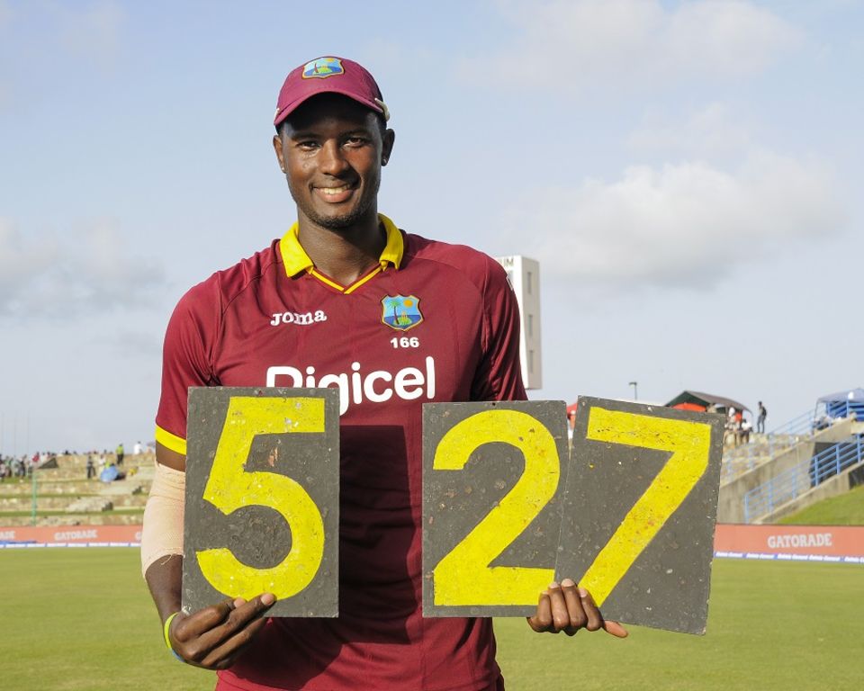 Numbers speak louder: Jason Holder holds proof of his match-winning performance at North Sound against India
