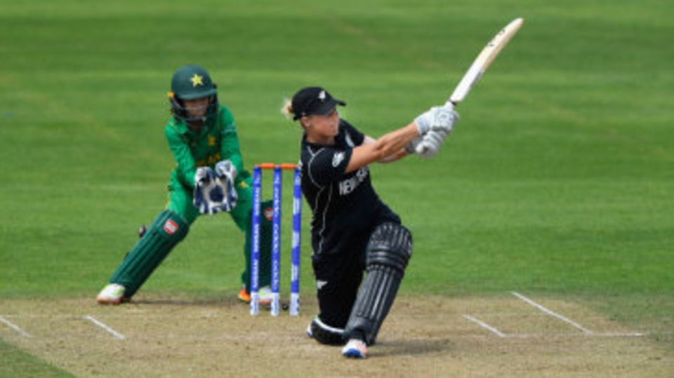 Sophie Devine clobbers a sweep over the midwicket boundary