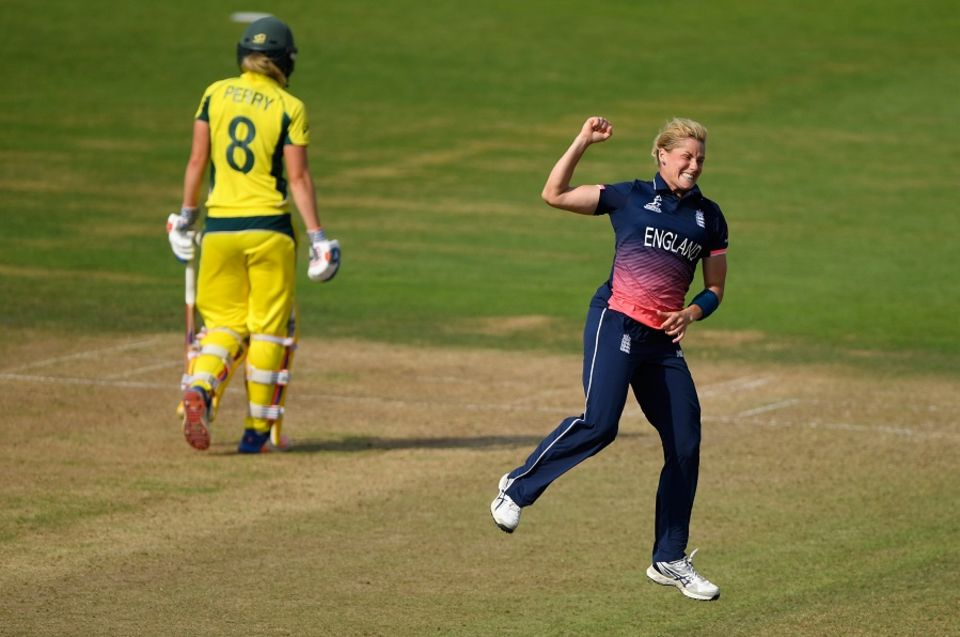 Sciver-Brunt celebrates the wicket of Ellyse Perry at the 2017 World Cup