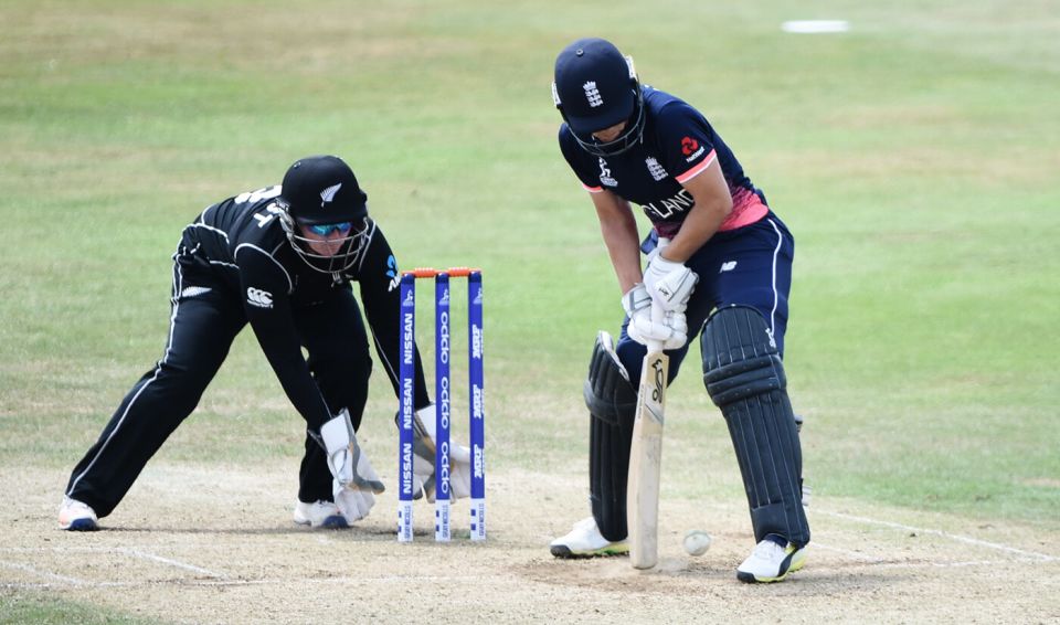 Bold and aggressive batting has led the advancement of women's cricket. Here, Nat Sciver plays an innovative shot, now nicknamed the Nat-meg?