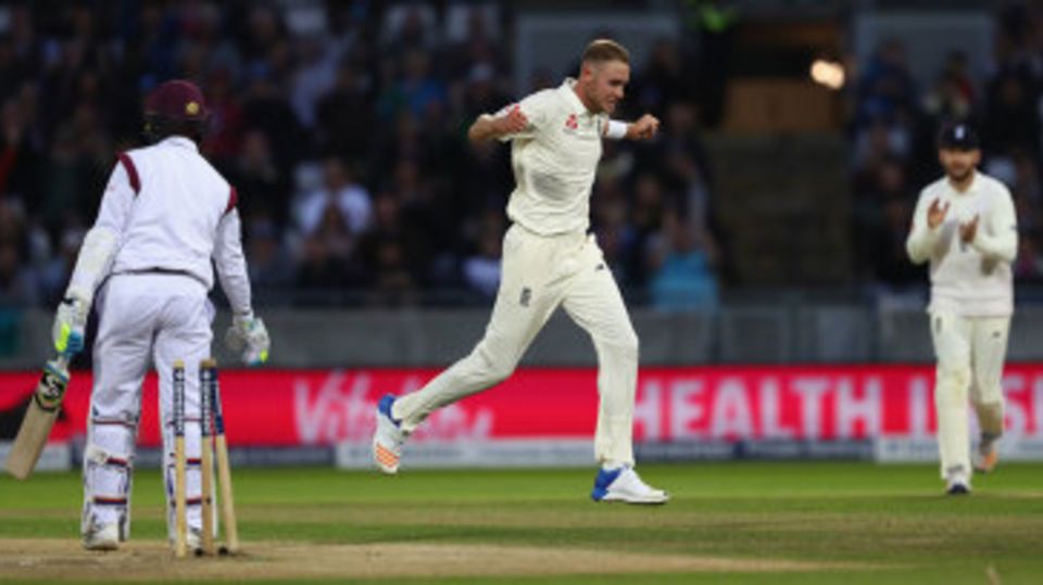 Stuart Broad bowled Shane Dowrich to move second on England's all-time list