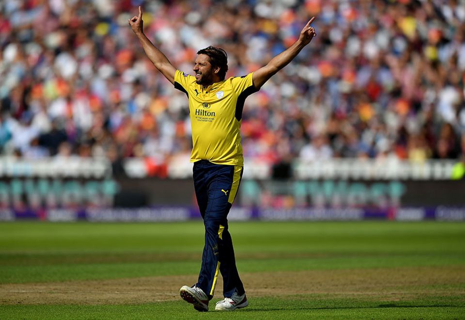 Born to Blast: Afridi played the first of his T20 matches in the T20 Cup for Kent in 2004, and he bowed out in the 2017 semi-final, playing for Hampshire