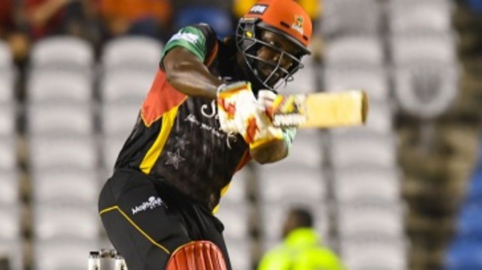 Chris Gayle carried his bat for Patriots to score 54