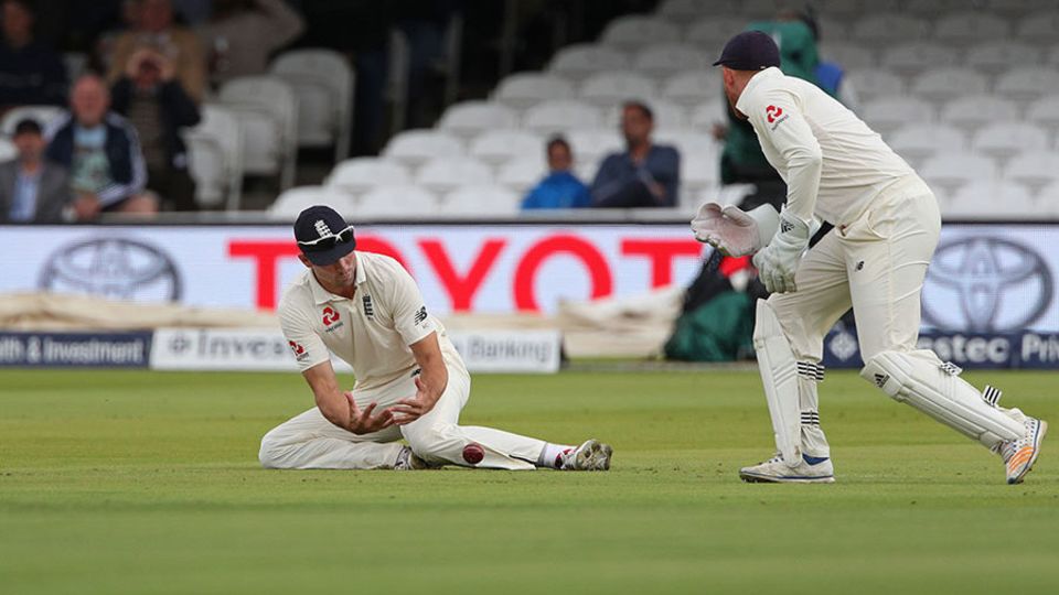 Alastair Cook spilled an early chance offered by Kraigg Brathwaite