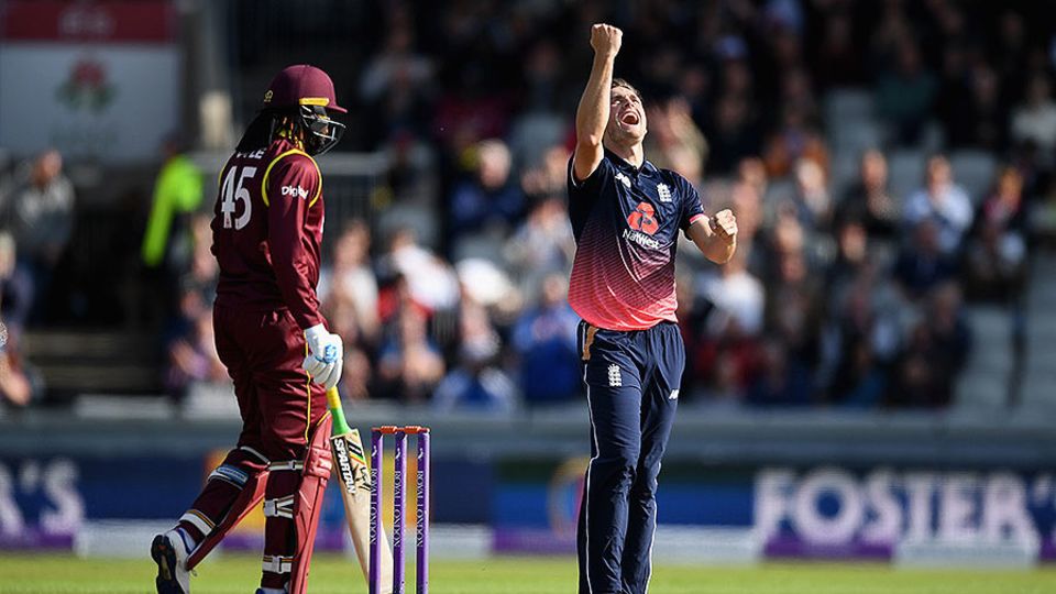 Chris Woakes claimed the wicket of Chris Gayle