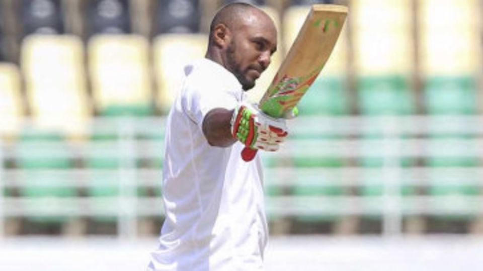 Sunil Ambris celebrates his century