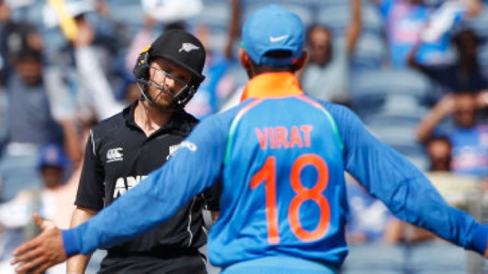 Kane Williamson reacts after being given out