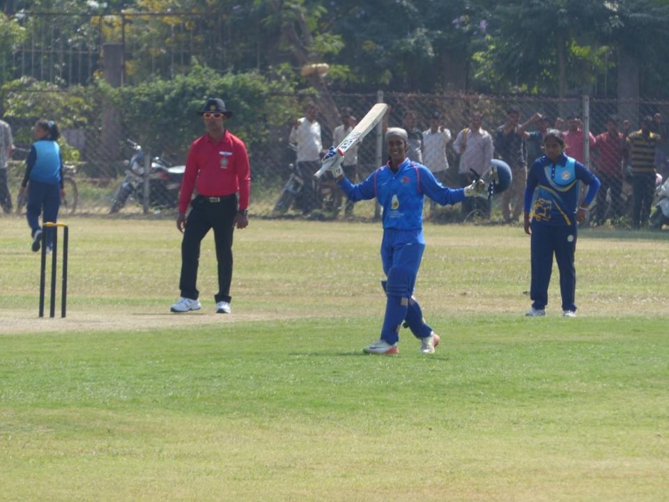 Jemimah Rodrigues celebrates her maiden double-hundred