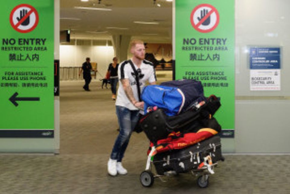 Ben Stokes arrives at Christchurch airport
