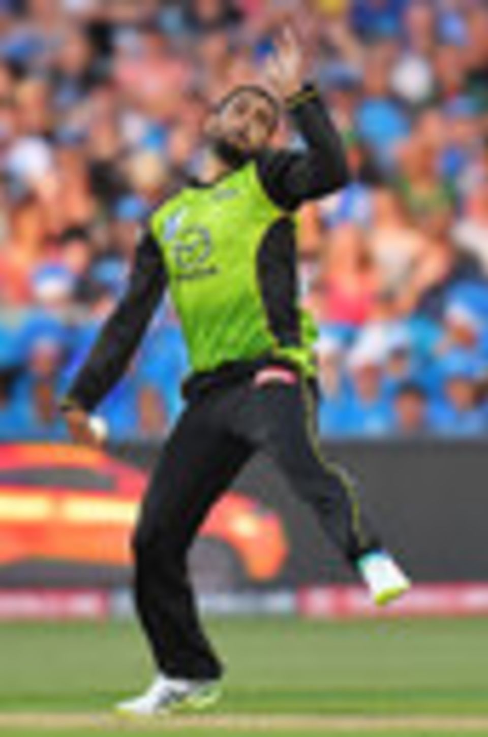 Fawad Ahmed in his delivery stride