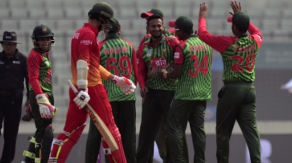 Shakib Al Hasan celebrates a wicket
