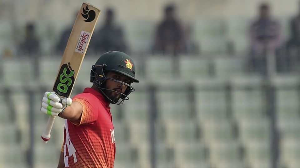 Sikandar Raza celebrates his ninth ODI fifty