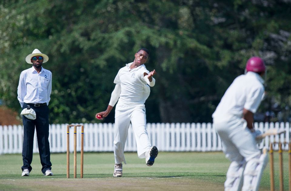 Coming up the ranks, fast: Ngidi bowls in a college game