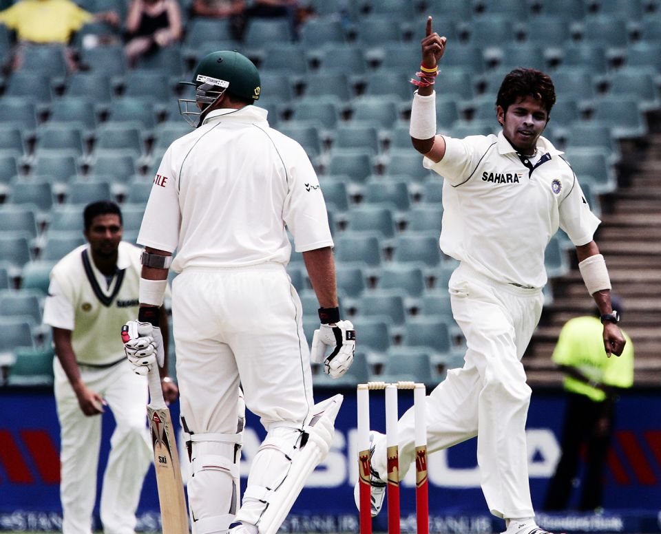 Jacques Kallis fell to Sreesanth in both innings, for 12 and 27