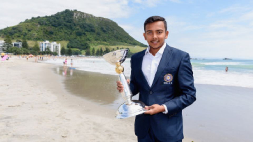 Prithvi Shaw is all smiles with the Under-19 World Cup trophy