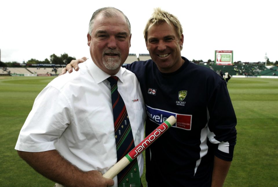 The protagonists: Gatting and Warne 12 years later, when the magic of the delivery was losing some of its wonder