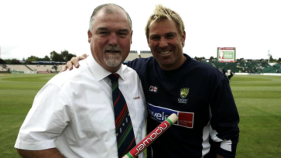 The protagonists: Gatting and Warne 12 years later when the magic of the delivery was losing some of its wonder