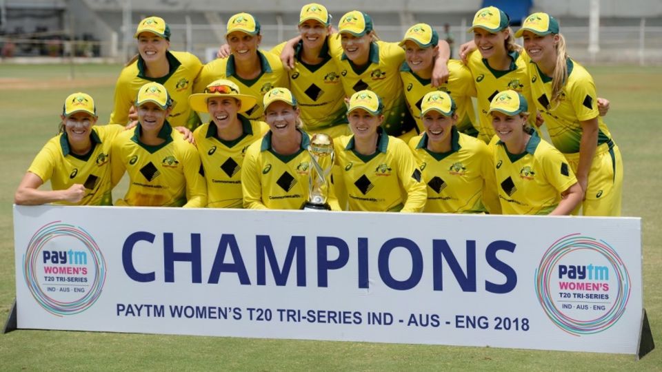 Australia pose with the trophy