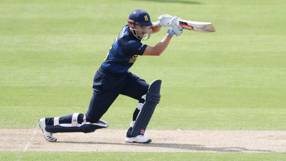 Sam Hain gets forward to drive