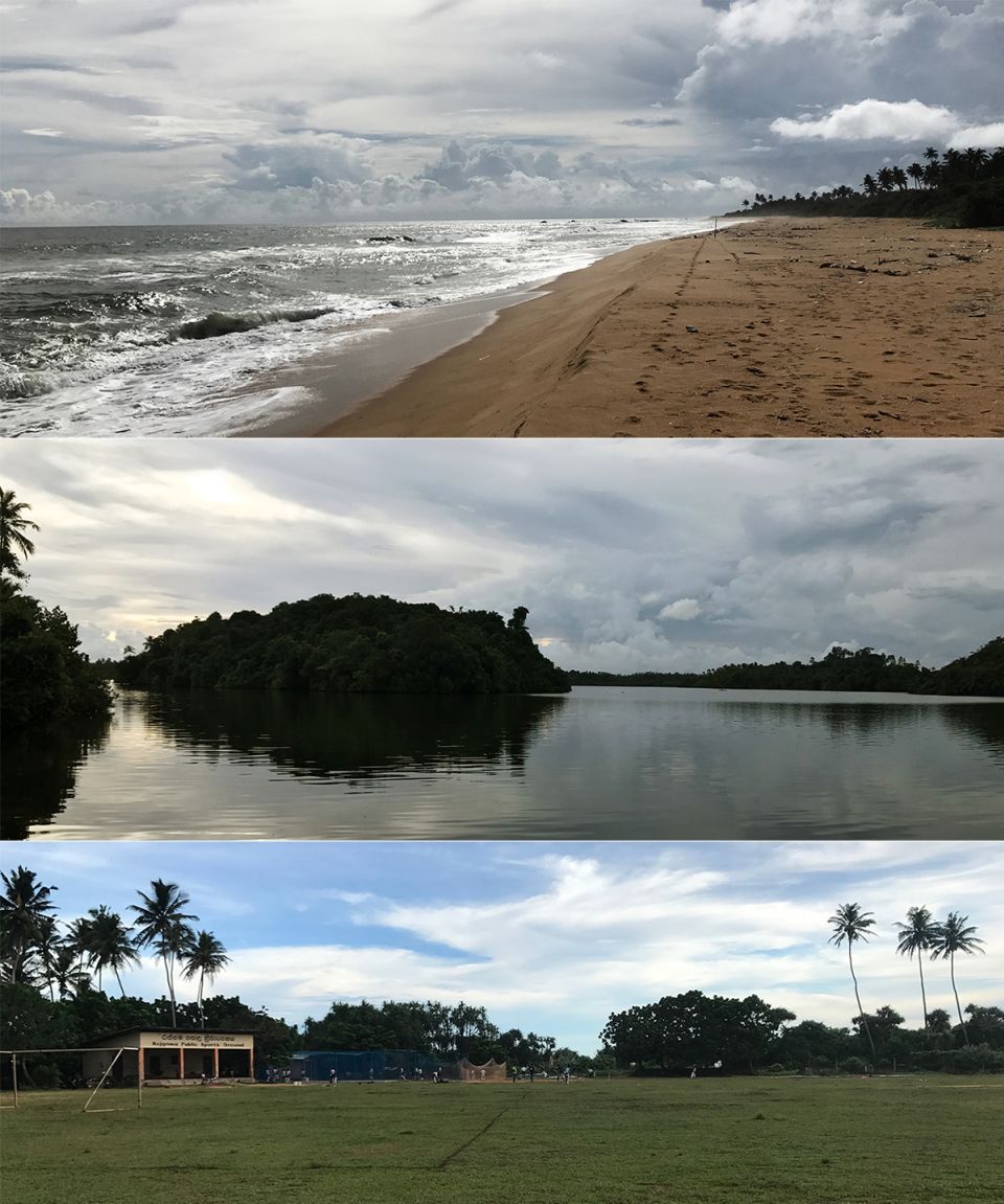 Lasi comes home: (from top to bottom) the beach in Rathgama where Malinga would run and bowl, the lagoon he swam in as a child, and the public ground where he played his first hard-ball match