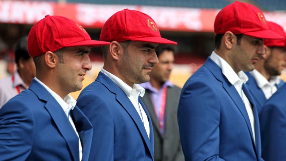 The Afghanistan players, including Rashid Khan and Mohammad Nabi don their maiden Test caps
