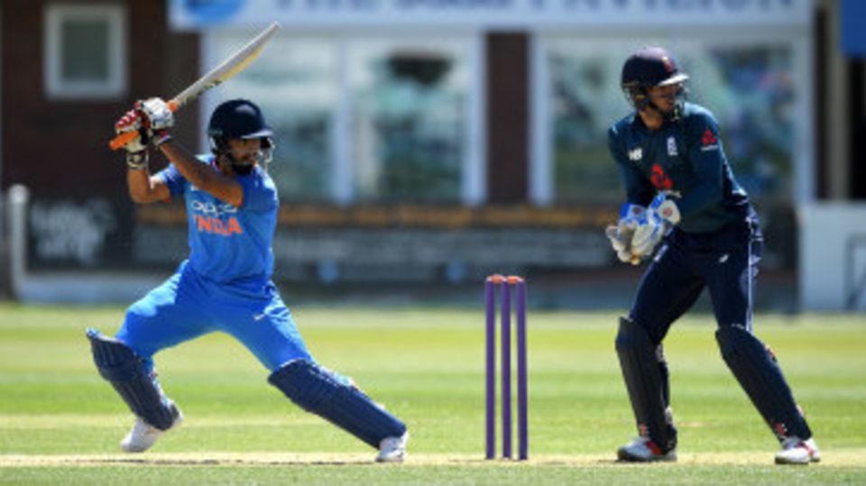 Rishabh Pant goes after the England Lions bowlers