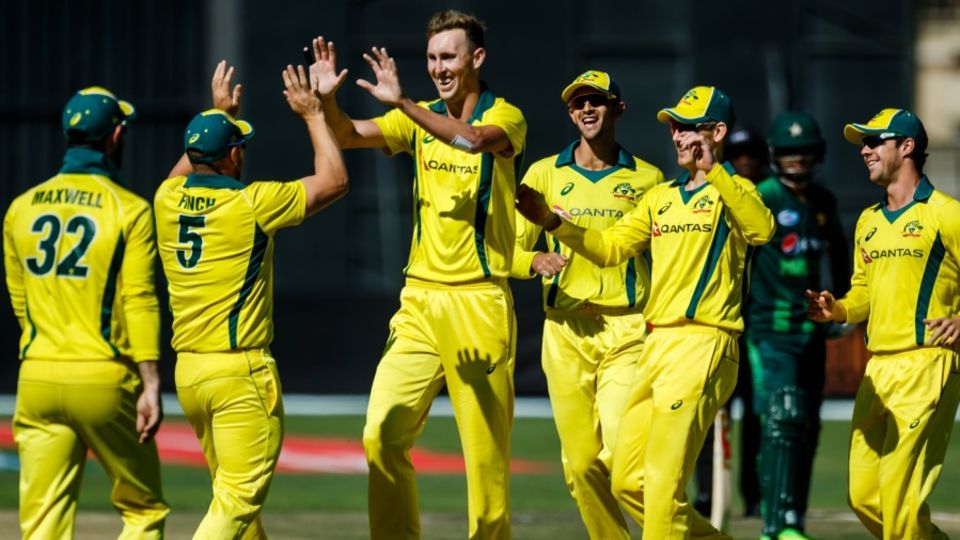 Billy Stanlake is mobbed by his team-mates