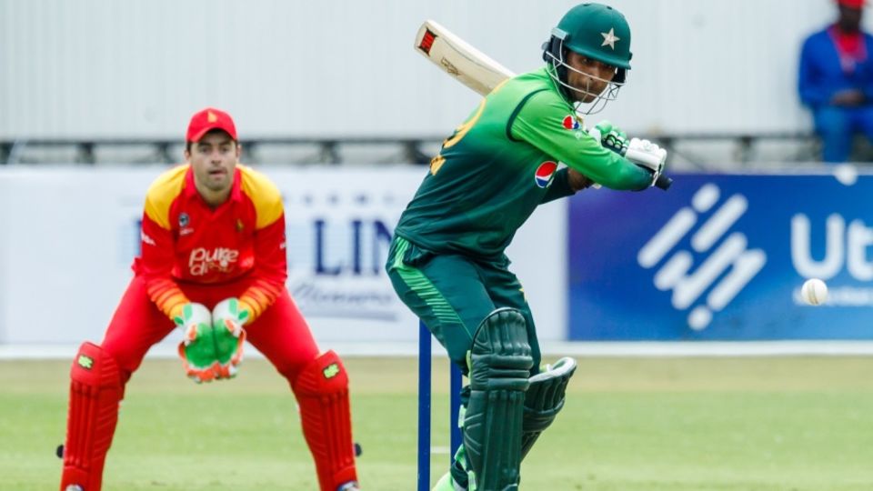 Fakhar Zaman prepares to belt the ball