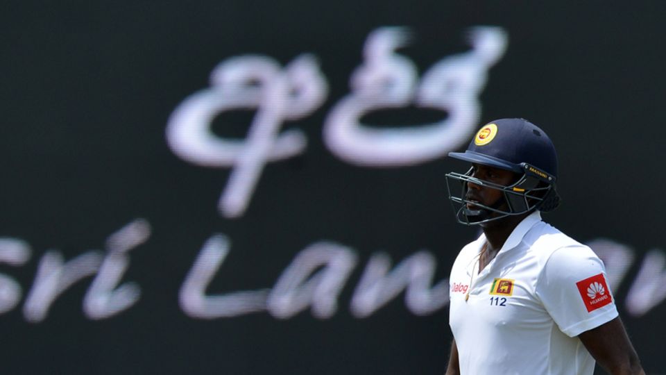Angelo Mathews makes his way back to the pavilion
