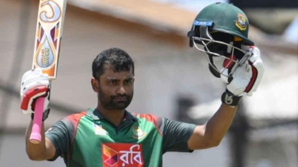 Tamim Iqbal celebrates his 11th ODI hundred
