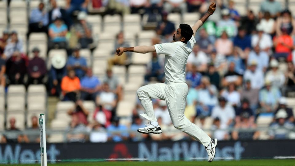 Jasprit Bumrah in his pre-delivery leap