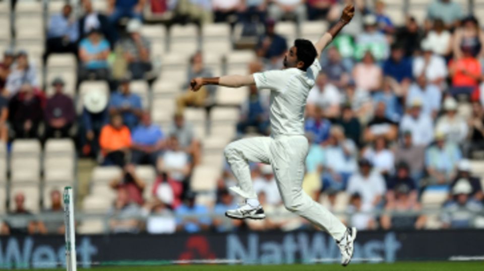 Jasprit Bumrah in his pre-delivery leap