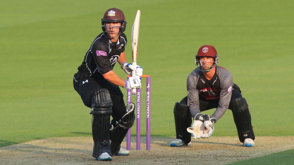 A little to the left: Rory Burns gets his dominant eye on the ball