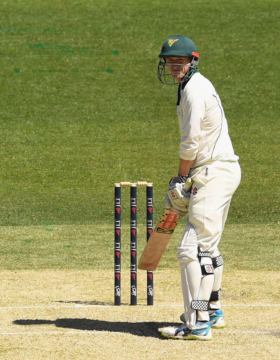 Bum note: George Bailey's side-on batting stance