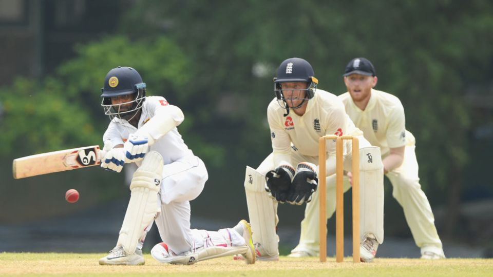 Kaushal Silva sweeps on the way to a half-century