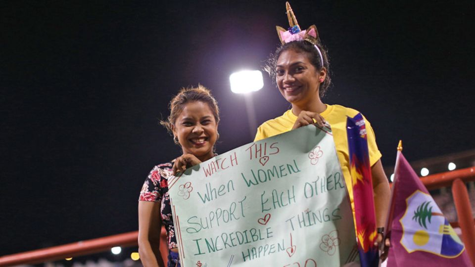 Spectators show their support for women's cricket