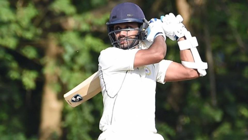 Milind Kumar plays the ball square