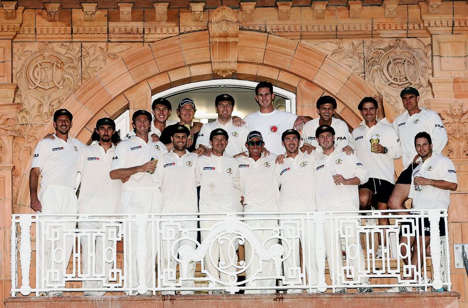 JL with his elite mates: after winning the Lord's Test in 2005, Langer led his team into the England dressing room to sing the Australian team song