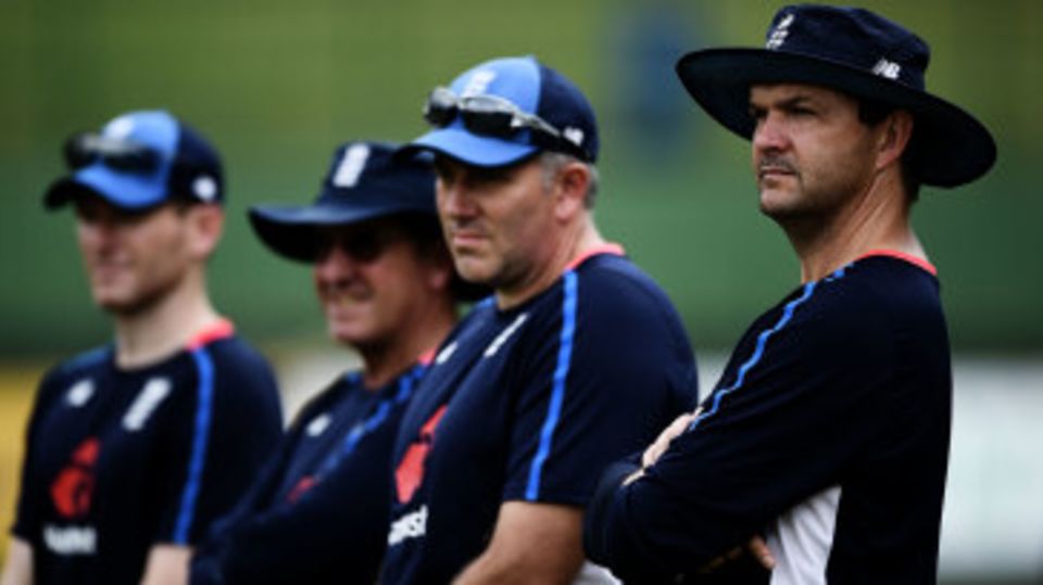 England analyst Nathan Leamon watches the team train