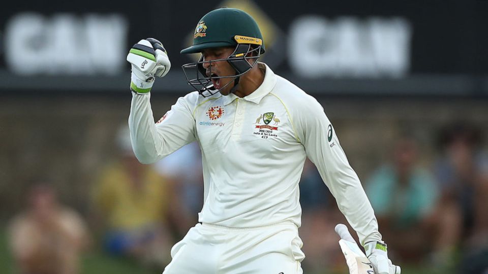 Usman Khawaja's emotions came out when he reached three figures