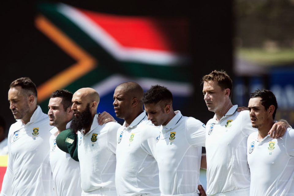 No one matches up to South Africa's quicks at home, but overseas their best bowler is left-arm spinner Keshav Maharaj (third from right)