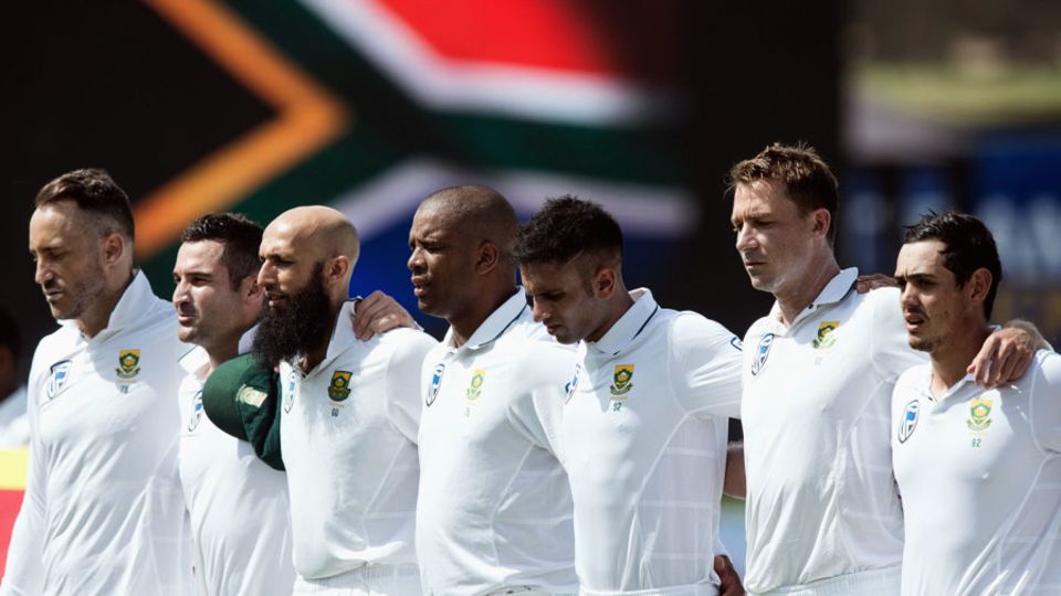 No one matches up to South Africa's quicks at home, but overseas their best bowler is left-arm spinner Keshav Maharaj (third from right)