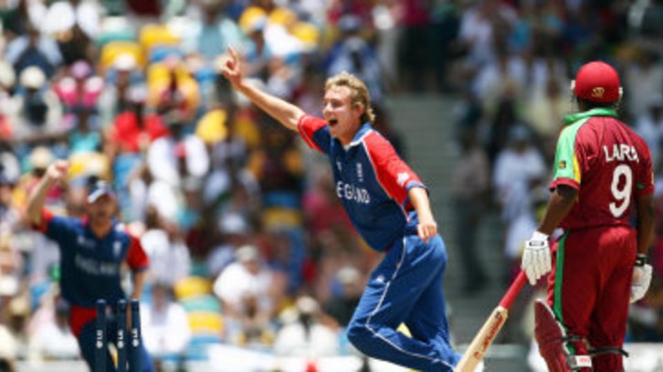 See you Brian: Stuart Broad bowled the last ball Brian Lara faced in international cricket