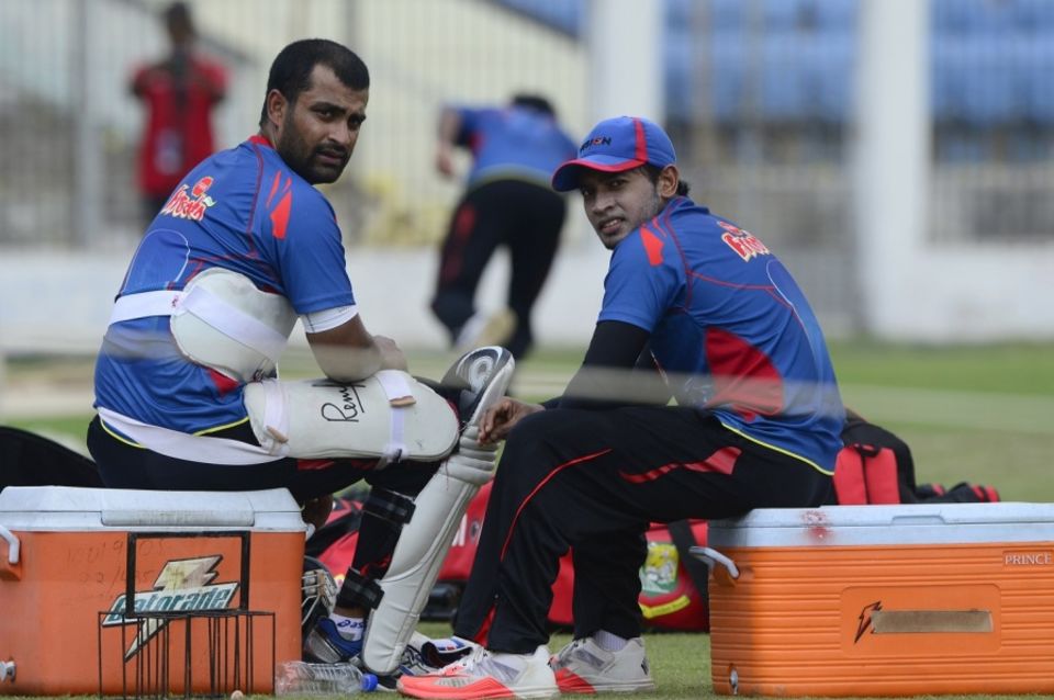 Mushfiqur, who has outlasted his more celebrated team-mates, with Tamim Iqbal in 2019