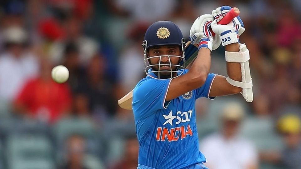 Ajinkya Rahane plays one uppishly on the off side
