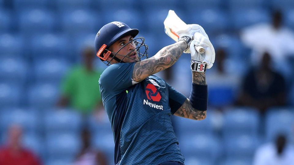 Alex Hales swings across the line