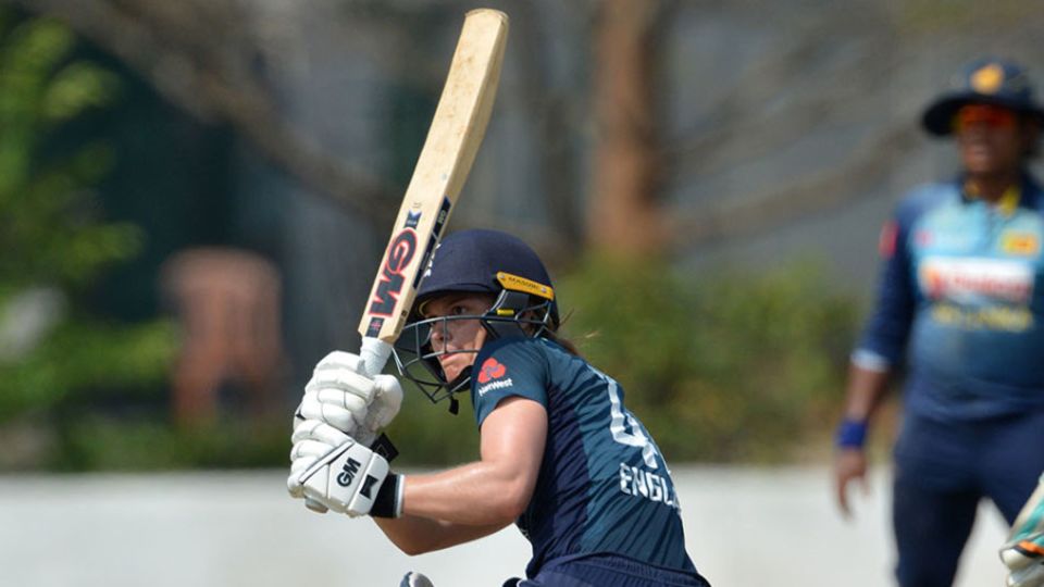 England's Amy Jones plays a shot during the third one day international against Sri Lanka