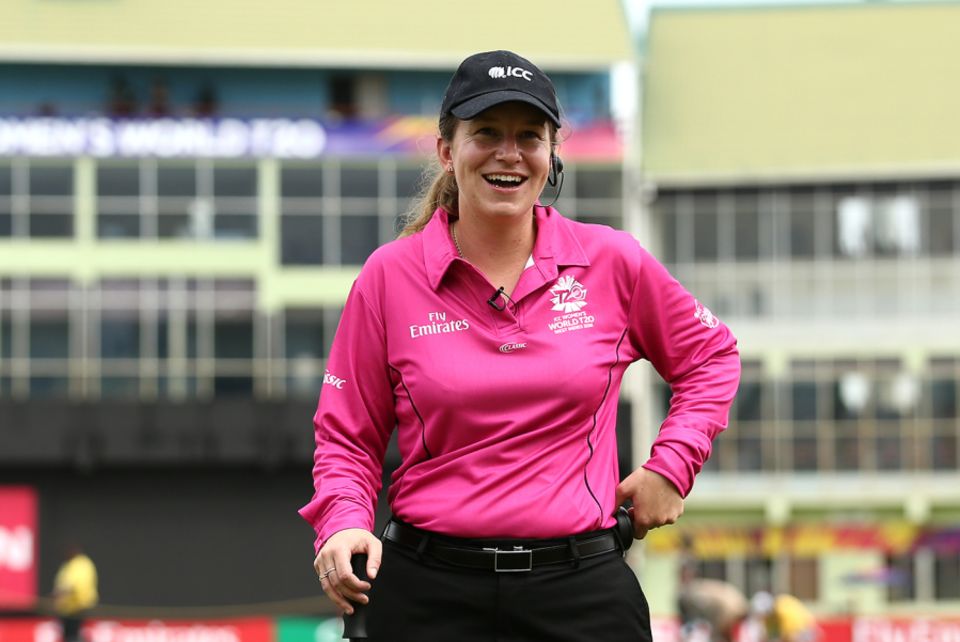 Claire Polosak at the 2018 World T20. "You need to make sure that any umpires that are in Test cricket are ready for the environment. There's no point setting people up for failure"
